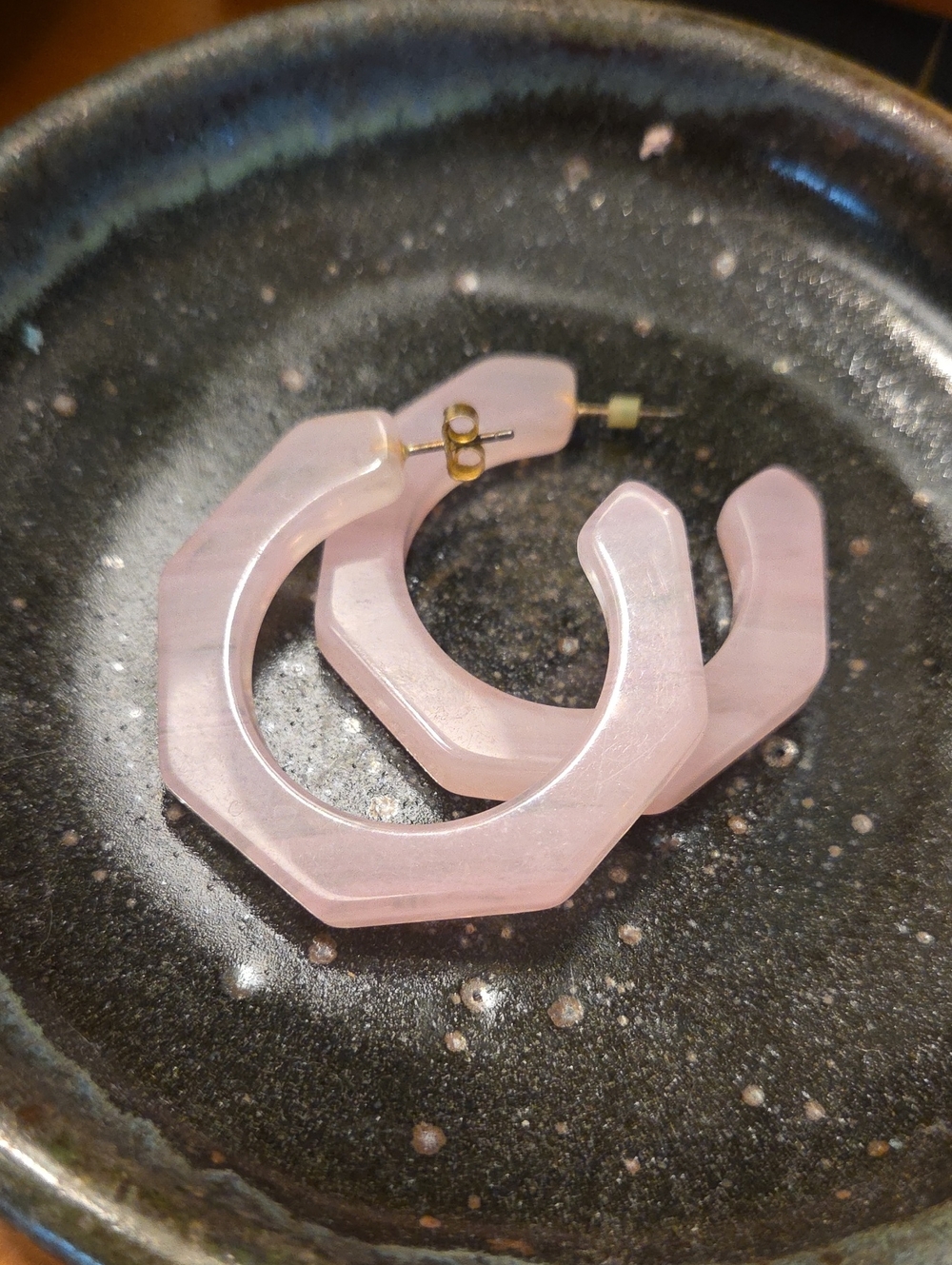 Madewell Pale Pink Faceted Hoop Earrings